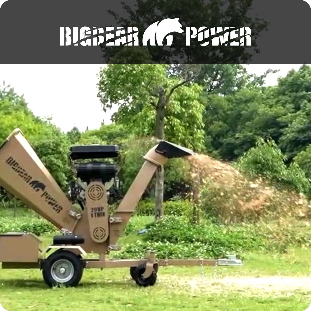 BigBear Power BBC62 Tornadic Wood Chipper 6" 20 HP V-Twin Engine Gas Powered Commercial Self Feeding Electric Start New