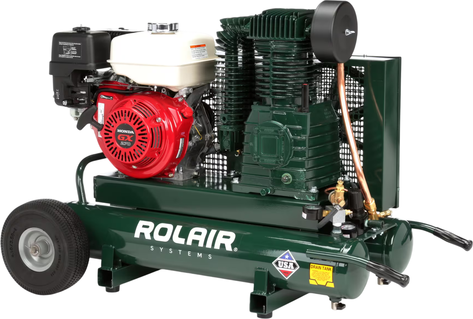 Rolair 8422HK30 Air Compressor Wheeled 9 Gal. Gas 9 HP Honda GX270 Engine Two Stage Pump New