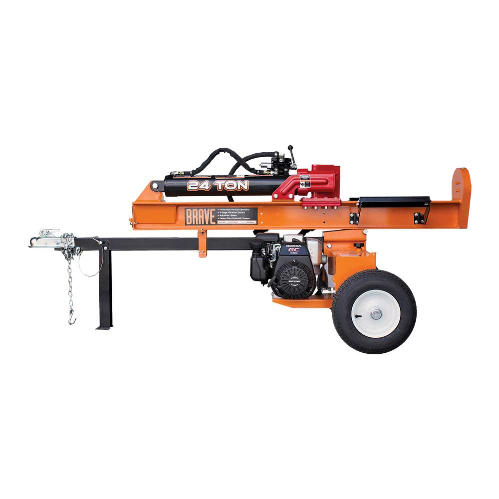 Brave Tow Behind Log Splitter 24-Ton Vertical/Horizontal Portable Gas with Honda GC160 Engine 160cc VH1724GC New