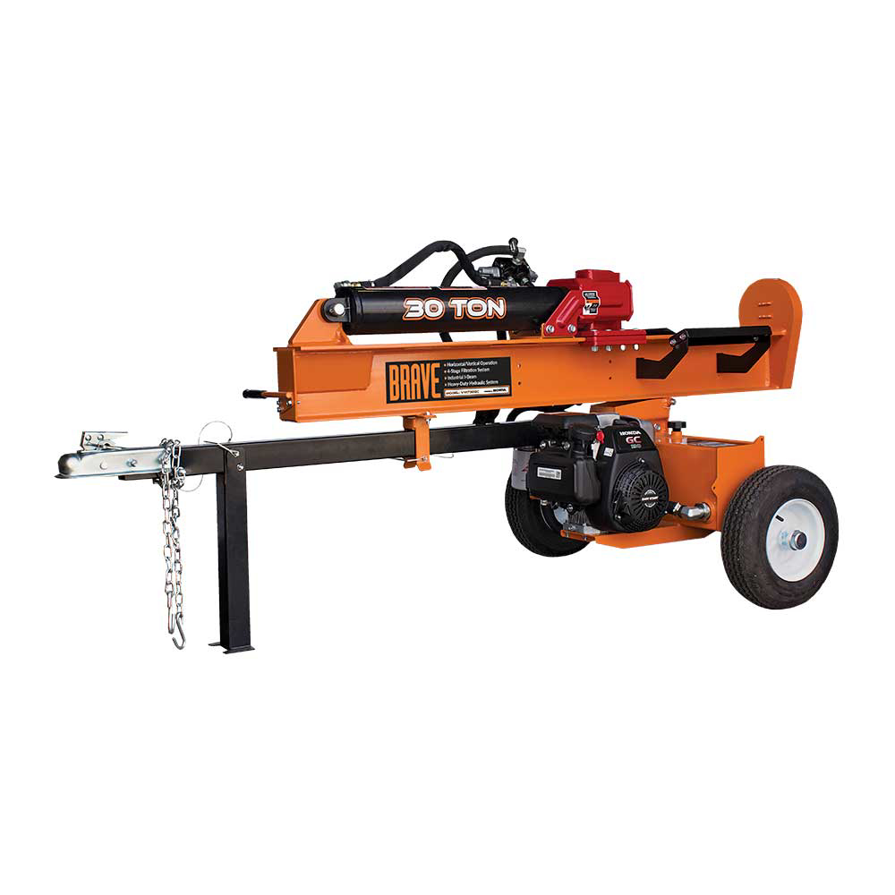 Brave Tow Behind Log Splitter 30-Ton Vertical/Horizontal Portable Gas with Honda GC190 Engine 189cc VH1730GC New
