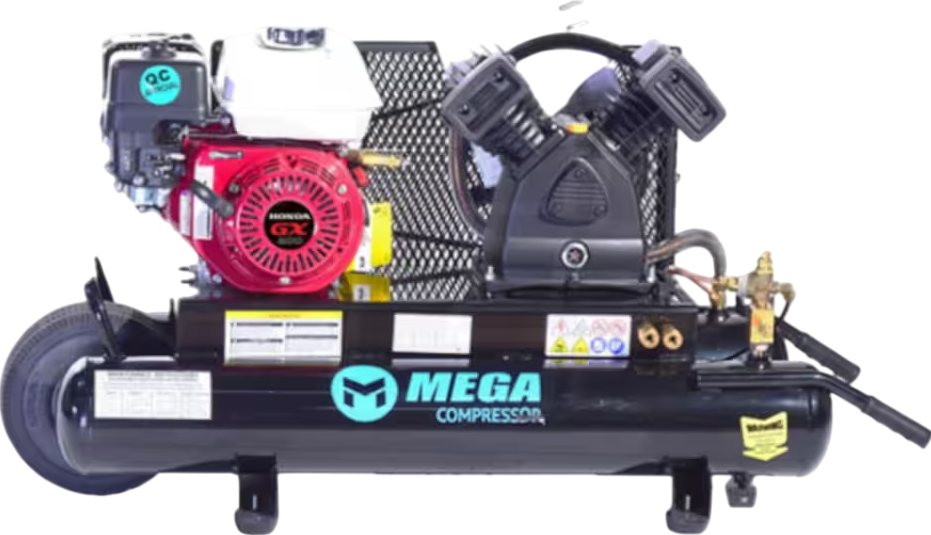 Mega Compressor MP-5510LB30 Air Compressor Twin Tank 10 Gallon 5.5 HP 150 PSI Gas Honda Engine New